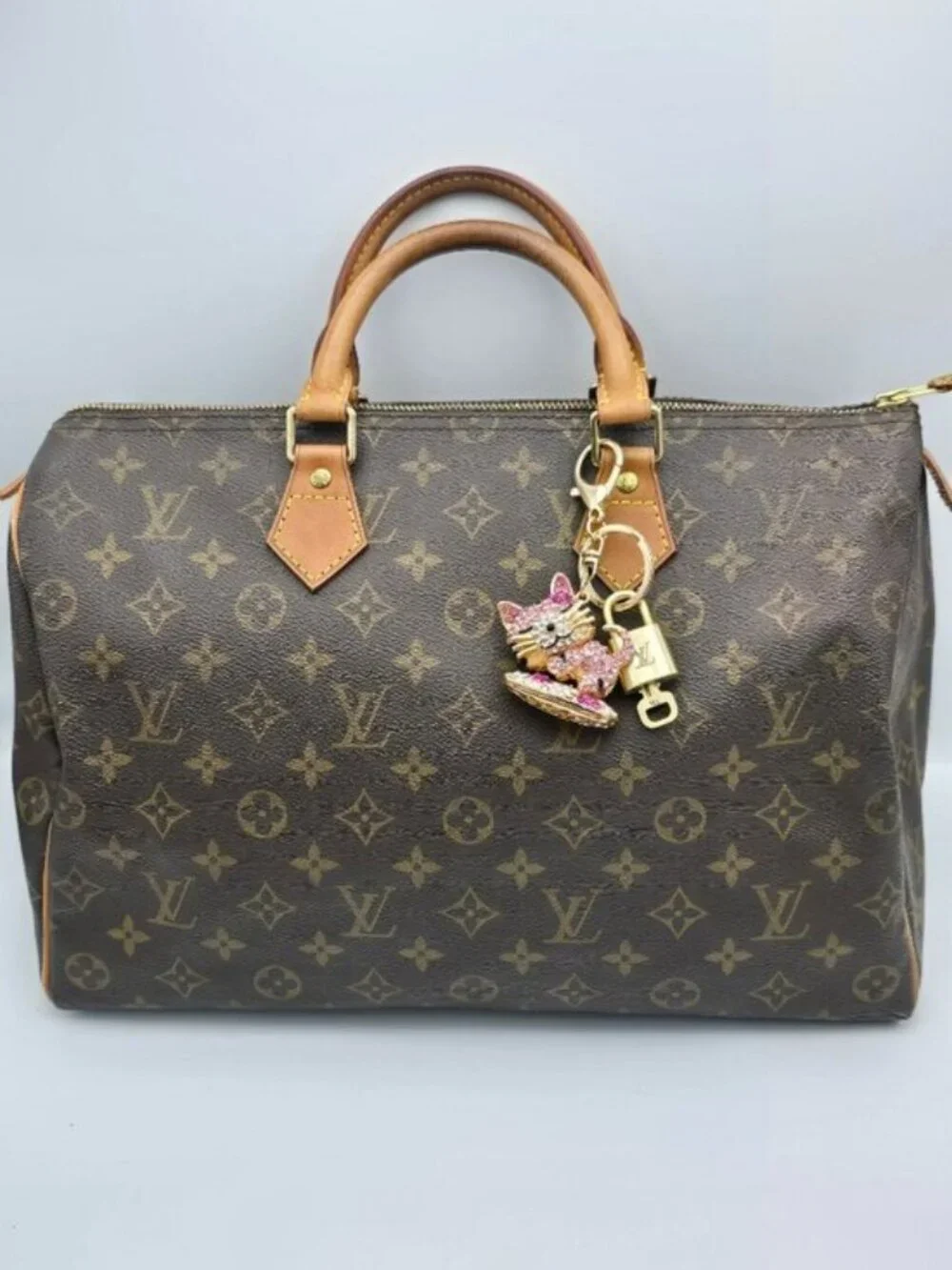Louis Vuitton Gold Padlock Key 🔒 Authentic LV Charm + Unbranded Cat Keychain